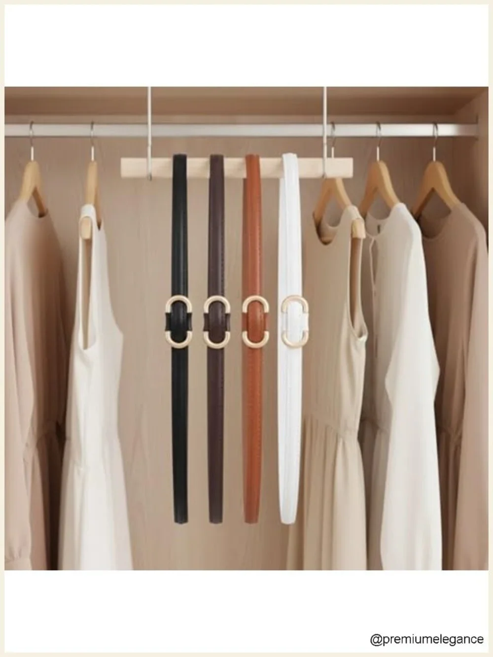4 Pack Skinny Belts for Women Adjustable No-Hole Faux Leather Thin Belt with